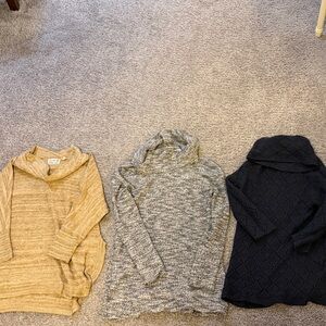 Cozy Women's mock neck Sweater Trio - Tan, Gray, Black